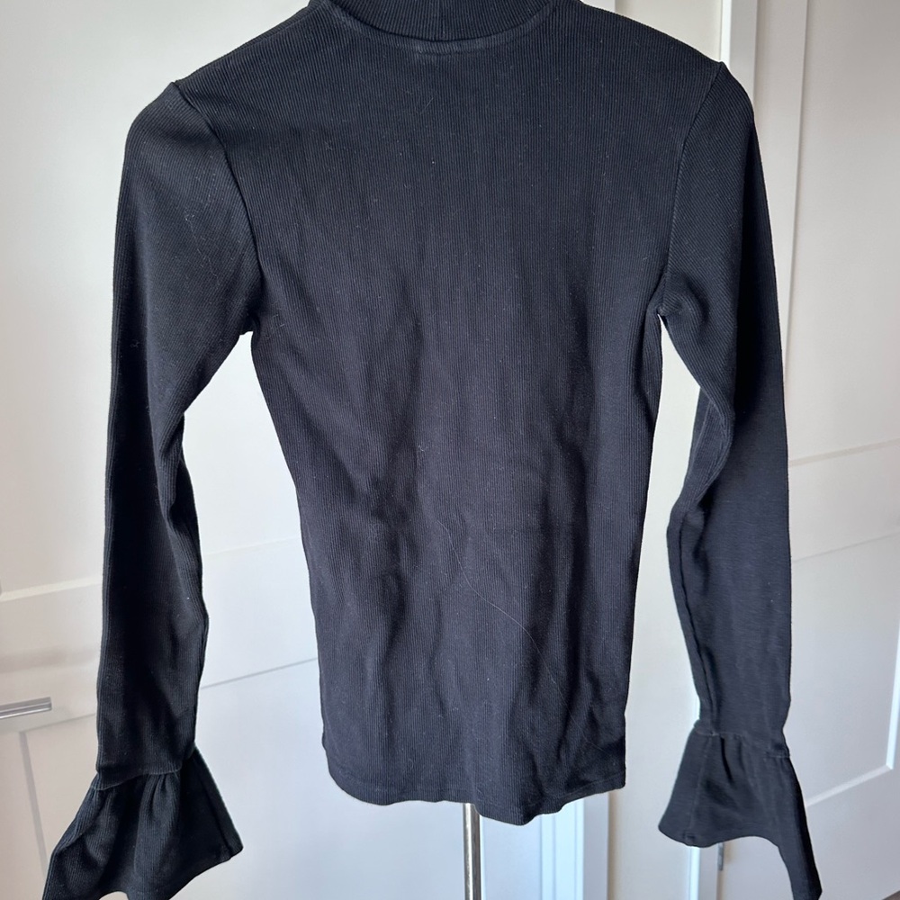 & Other Stories Black Flared Cuff Long Sleeve Top